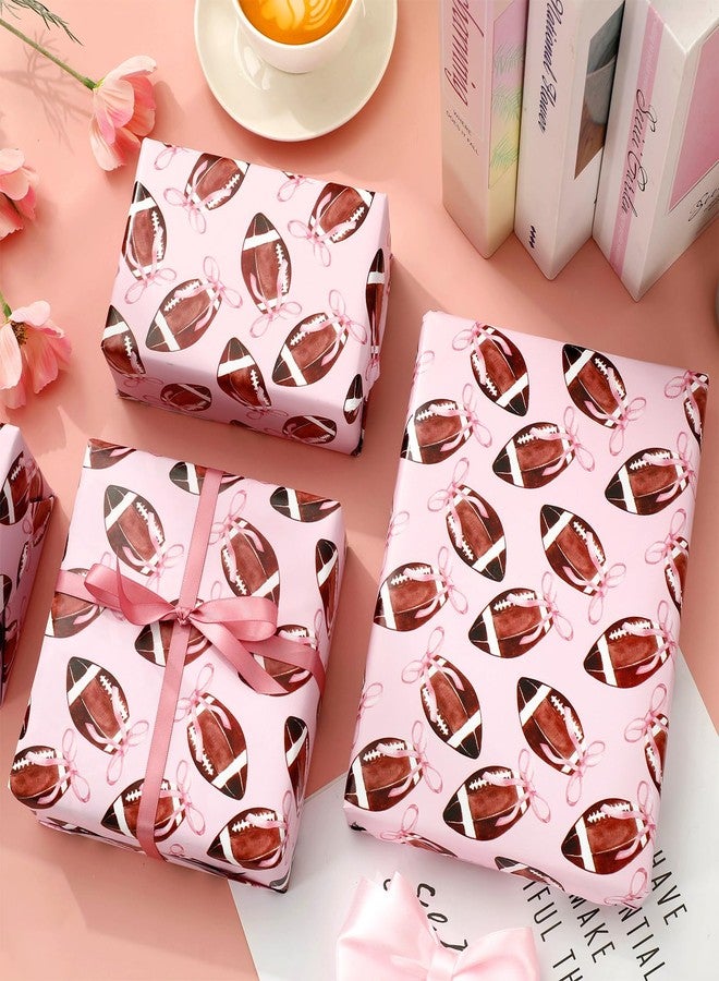 FYSUIMU Football Wrapping Paper -Mini Roll- 17 In x 32.8 Ft Pink Coquette Bow Gift Wrap Paper for Holiday Baby Shower Birthday Party Wrapping Supplies - Image 5