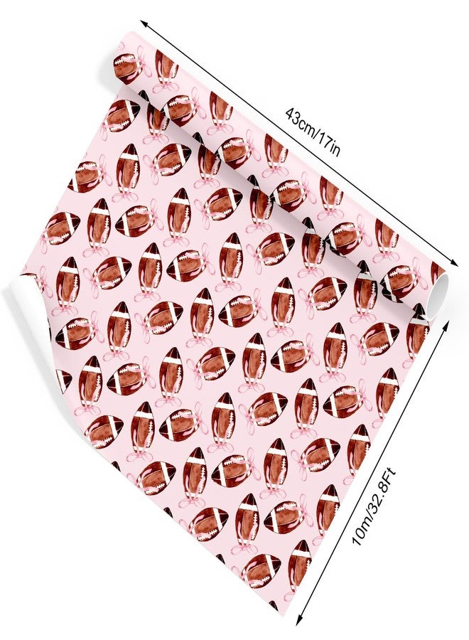 FYSUIMU Football Wrapping Paper -Mini Roll- 17 In x 32.8 Ft Pink Coquette Bow Gift Wrap Paper for Holiday Baby Shower Birthday Party Wrapping Supplies - Image 3
