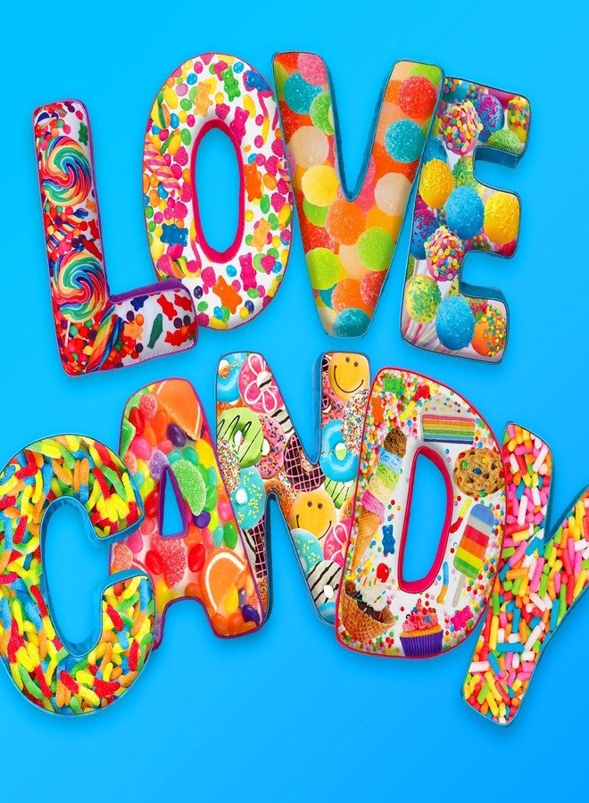 iscream Lettermania F Initial 16" Cake Pop Print Fleece Back Microbead Pillow - Image 3