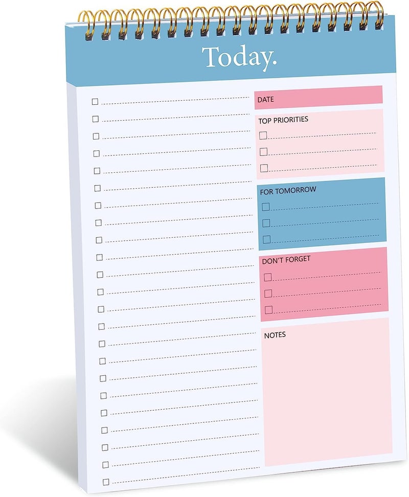 KITOME Daily Planner Notepad – To Do List Pad (50 Sheets), Spiral Desk Planner with Priorities Section | Productivity Planner for Office, Students & Work | 6.8 x 9.8 Inch - Image 1