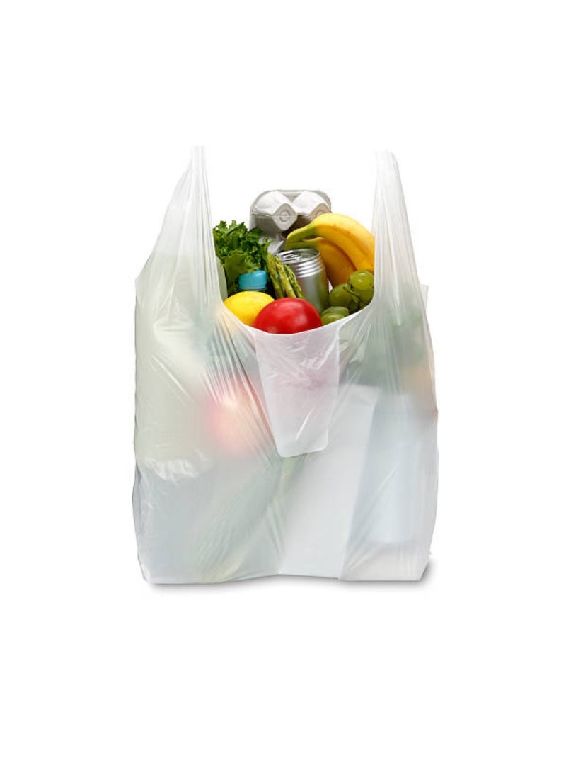UNIWORTH Plastic Disposable Grocery Bags, Heavy Duty 50cm X 60cm 1Kg Reusable Shopping Bags, Tear Resistant & Eco Friendly, Convenient Carry Handles, 100% Recyclable (Large)  - Image 1