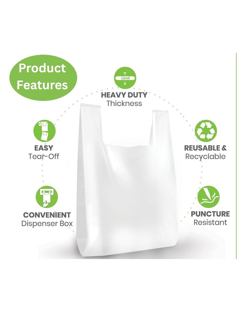 UNIWORTH Plastic Disposable Grocery Bags, Heavy Duty 50cm X 60cm 1Kg Reusable Shopping Bags, Tear Resistant & Eco Friendly, Convenient Carry Handles, 100% Recyclable (Large)  - Image 3