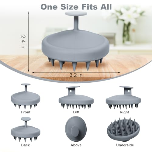 Meartchy Silicone Scalp Massager, Scalp Scrubber for Hair Growth with Soft Bristles, Scalp Exfoliator Brush Dandruff Removal Shampoo Brush for Wet Dry Scalp Care (Grey) - Image 2