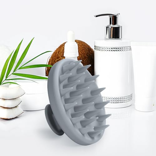 Meartchy Silicone Scalp Massager, Scalp Scrubber for Hair Growth with Soft Bristles, Scalp Exfoliator Brush Dandruff Removal Shampoo Brush for Wet Dry Scalp Care (Grey) - Image 5