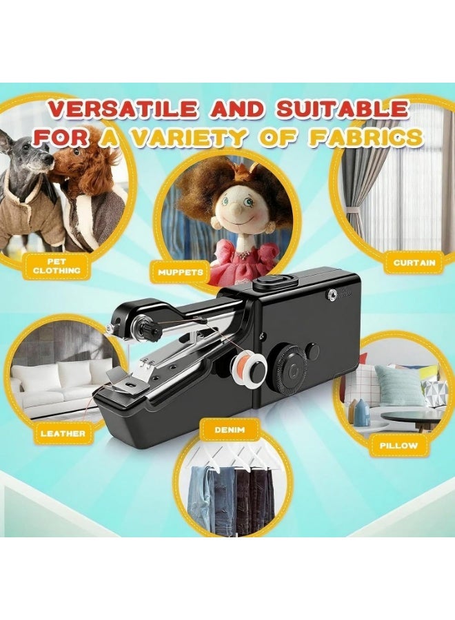 يلا جوي مجموعة ماكينة خياطة يدوية محمولة، دباسة خياطة يدوية صغيرة تعمل بالكهرباء عبر USB، ماكينة خياطة صغيرة سهلة الاستخدام للمبتدئين، أداة خياطة وتطريز صغيرة للسفر، أساسيات لاسلكية للإصلاح السريع في المنزل والحرف اليدوية (أسود) - Image 3
