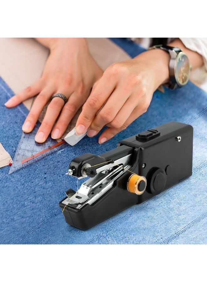 يلا جوي مجموعة ماكينة خياطة يدوية محمولة، دباسة خياطة يدوية صغيرة تعمل بالكهرباء عبر USB، ماكينة خياطة صغيرة سهلة الاستخدام للمبتدئين، أداة خياطة وتطريز صغيرة للسفر، أساسيات لاسلكية للإصلاح السريع في المنزل والحرف اليدوية (أسود) - Image 5