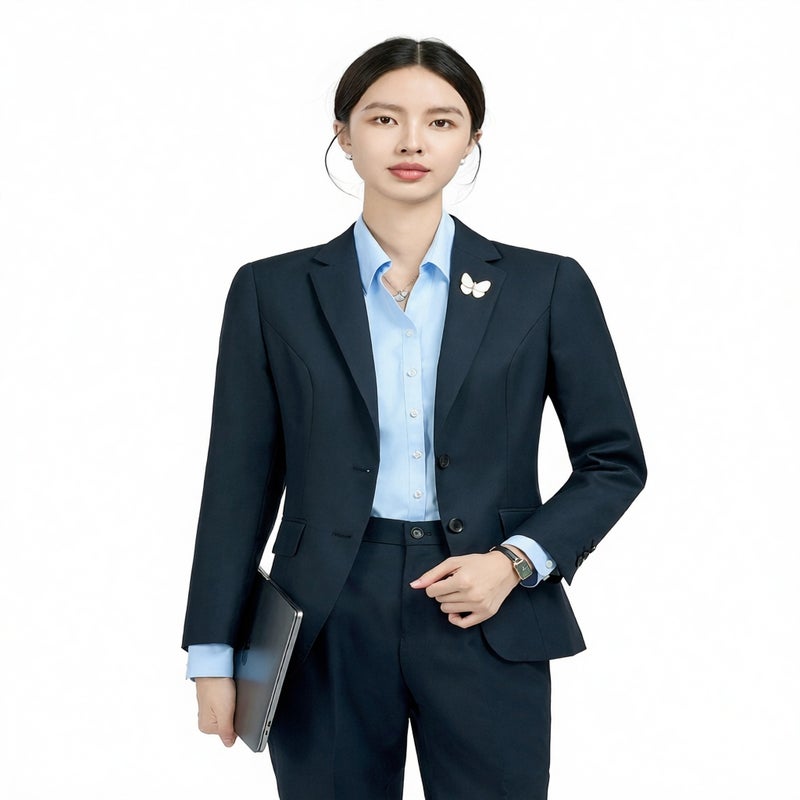 Women's Blazer Suit Set Machine Washable Wool Office Workwear - Image 1