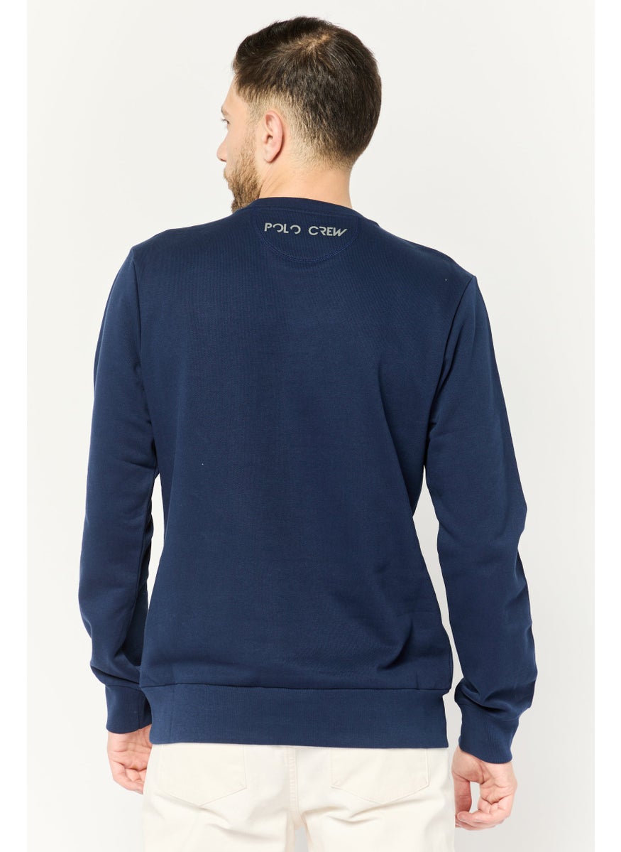 La Martina Men Crew Neck Long Sleeve Brand Logo Sweatshirt, Navy  - Image 4