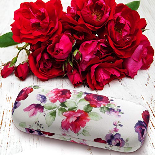 MyEyeglassCase Rachel Rowberry Floral Hard eyeglass case | Glasses Case Hard Shell with Microfiber Drawstring Pouch and Cleaning Cloth | Protective Small sunglasses case for women (AS126 Cranberry Rose) - Image 2