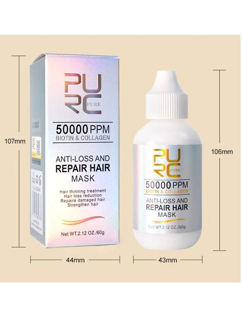 PURC - 60g Anti Hair Loss and Hair Repair Mask 50000PPM Biotin and Collagen Hair Mask Hair Mask Treatment for Dry and Frizzy Hair Damaged Hair Strengthening and Hair Growth Hair Mask - Image 1