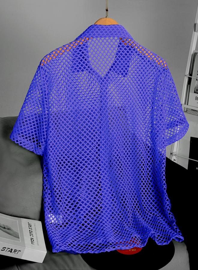 Take Two Men Hollow Mesh Short Sleeve Shirt - Image 2