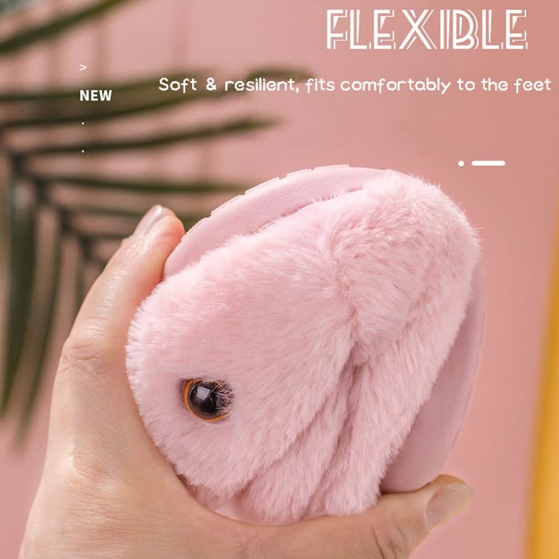 Fadezar Toddler Rabbit Winter Slippers - Soft Plush Indoor Bunny Slippers for Girls & Boys Grey Slippers Cover Heel Pink 5-6 toddler CN 140 - Image 5