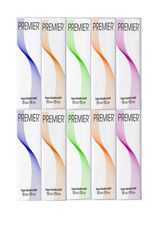 Premier Pocket Hanky 2-Ply Soft Tissues - Pack of 10 (15 Pulls Each, 150 Sheets Total) | Ultra-Soft, Strong & Gentle | Travel-Friendly Facial Tissues for Home, Office & On-the-Go Hygiene - Image 1