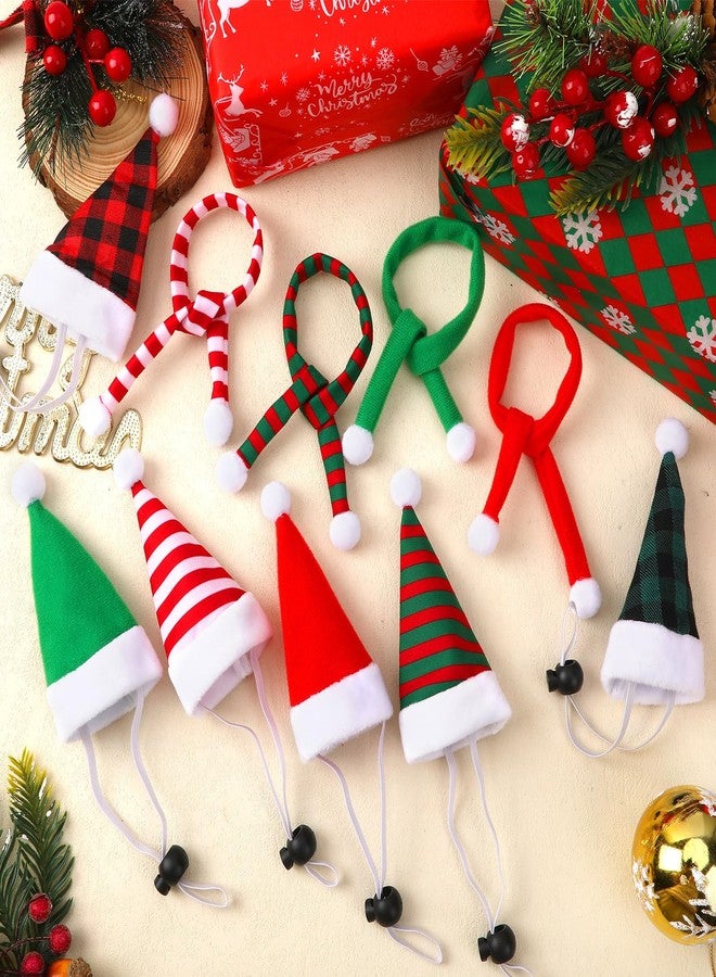 JUNEBRUSHS Mini Santa Hats & Scarves, 12 Pcs Pet Christmas Accessories - Red, Green, White - Adjustable, Fits Small Breeds - Rabbit, Chicken, Duck, Cat, Hamster, Guinea Pig, Ferret, Hedgehog - Image 4