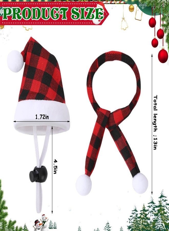 JUNEBRUSHS Mini Santa Hats & Scarves, 12 Pcs Pet Christmas Accessories - Red, Green, White - Adjustable, Fits Small Breeds - Rabbit, Chicken, Duck, Cat, Hamster, Guinea Pig, Ferret, Hedgehog - Image 2