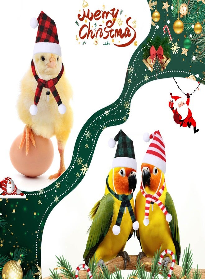 JUNEBRUSHS Mini Santa Hats & Scarves, 12 Pcs Pet Christmas Accessories - Red, Green, White - Adjustable, Fits Small Breeds - Rabbit, Chicken, Duck, Cat, Hamster, Guinea Pig, Ferret, Hedgehog - Image 3