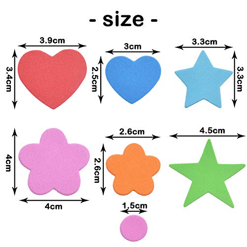 Aylifu Glitter Foam Stickers, 140 Pieces Self-Adhesive Colorful Heart Star Flower Shapes EVA Foam Stickers Self Adhesive Craft Glitter Sticker for Arts Craft & Home Decoration (Assorted Size) - Image 3