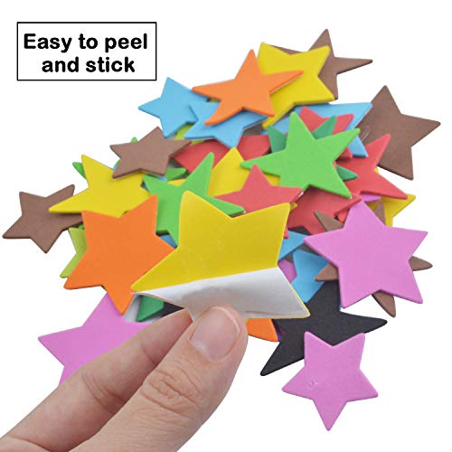 Aylifu Glitter Foam Stickers, 140 Pieces Self-Adhesive Colorful Heart Star Flower Shapes EVA Foam Stickers Self Adhesive Craft Glitter Sticker for Arts Craft & Home Decoration (Assorted Size) - Image 4