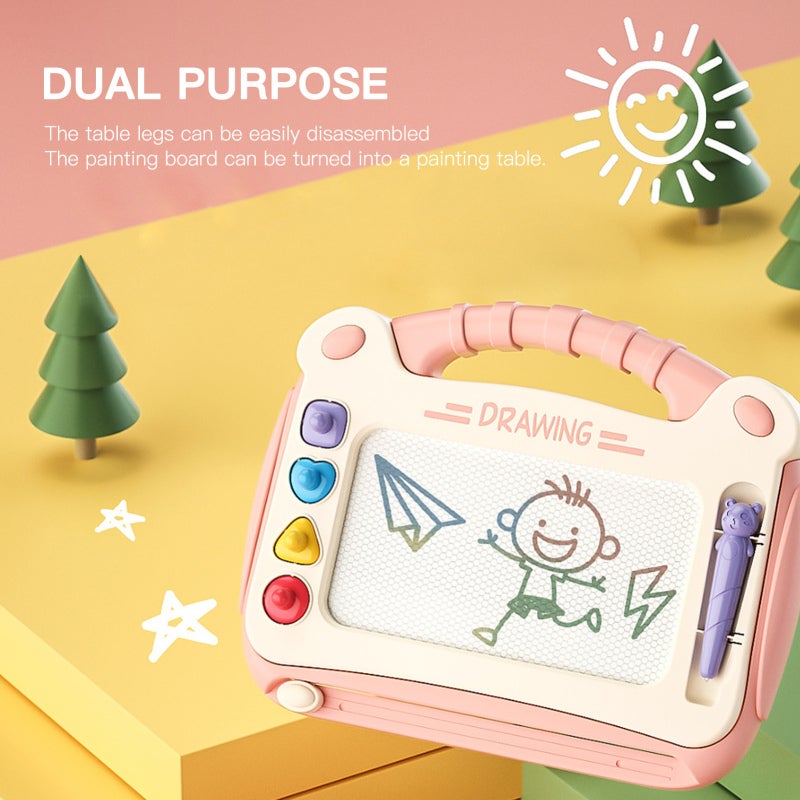 Children's Drawing Table: Blue Dual-purpose Large Drawing Area - Easy Erase Magnetic Board for Creative Play & Young Artists - Image 3