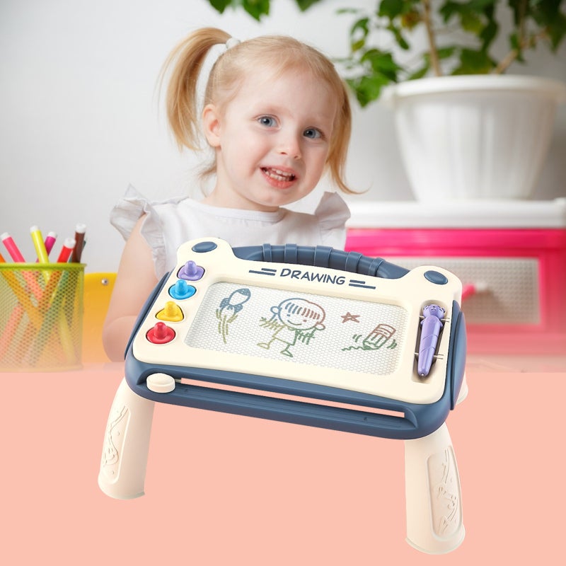 Children's Drawing Table: Blue Dual-purpose Large Drawing Area - Easy Erase Magnetic Board for Creative Play & Young Artists - Image 2