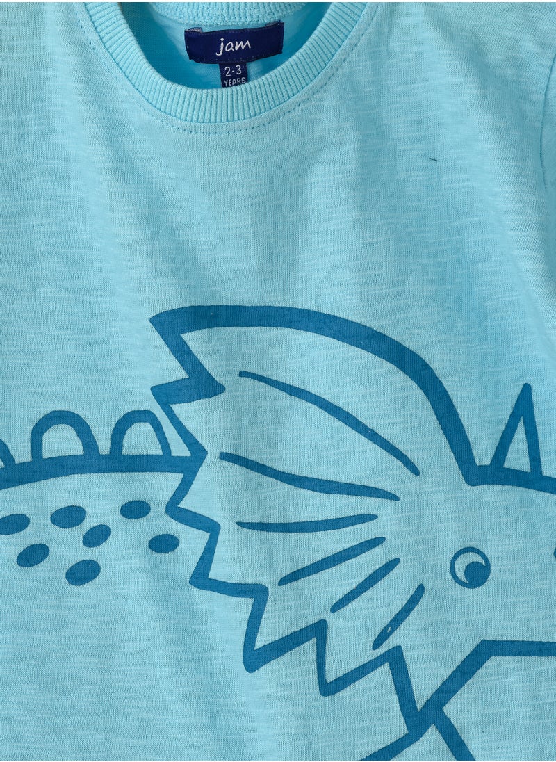 JAM Boys Knit Cotton Dinosaur Print T-Shirt  - Image 3