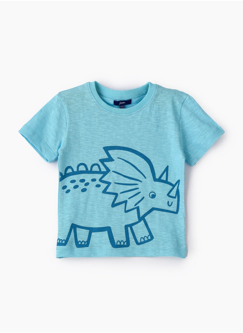 JAM Boys Knit Cotton Dinosaur Print T-Shirt  - Image 1