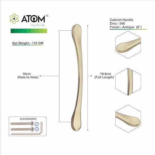 Atom 7.7 Inch Zinc Handle | Antique Finish | Wardrobe Bar, Cupboard Pull, Drawer Grip, Cabinet Knob | Pack of 2 | CH-548 - Image 5