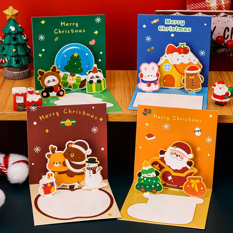 Students Christmas Blessing Holiday High-End Invitation Handwritten Decoration Card Cute Cartoon Three-Dimensional Christmas Card - Image 4