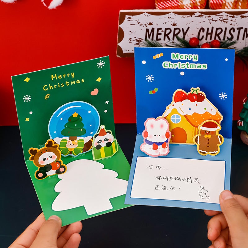Students Christmas Blessing Holiday High-End Invitation Handwritten Decoration Card Cute Cartoon Three-Dimensional Christmas Card - Image 5