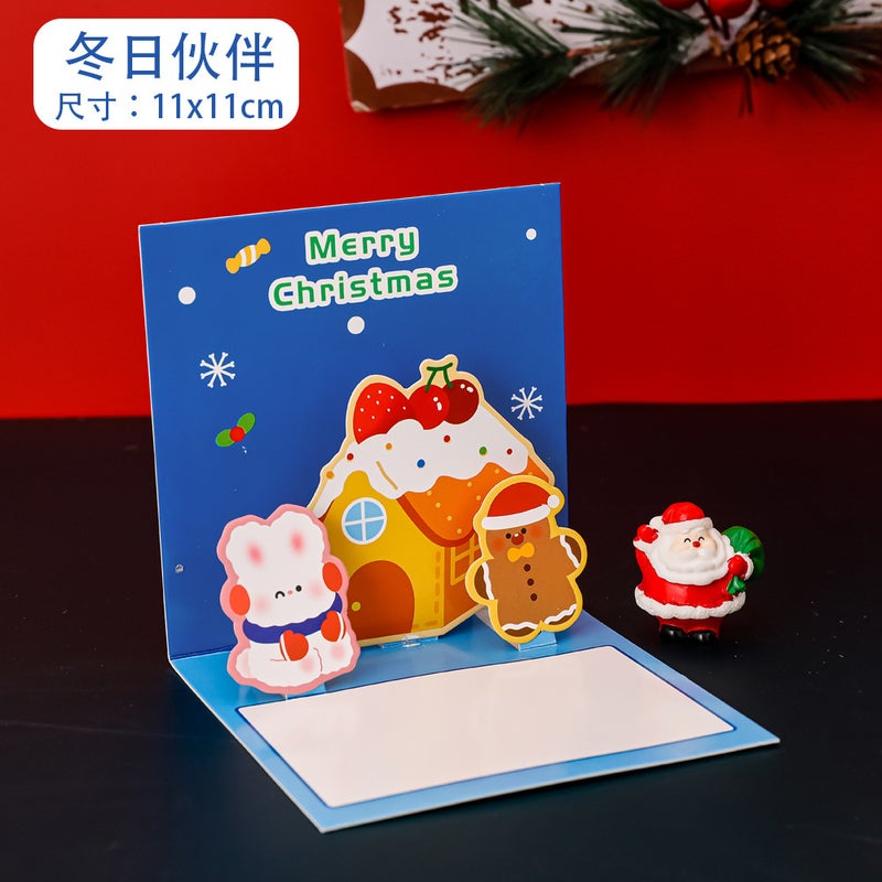 Students Christmas Blessing Holiday High-End Invitation Handwritten Decoration Card Cute Cartoon Three-Dimensional Christmas Card - Image 1