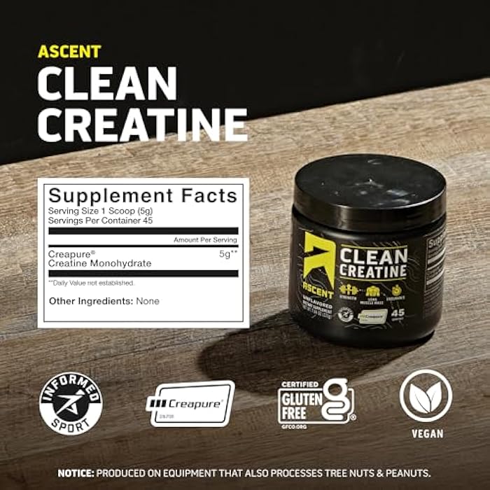 Ascent Clean Creatine Monohydrate Powder - 5G Per Serving, Creapure Supplement - Unflavored, 45 Servings - Image 5