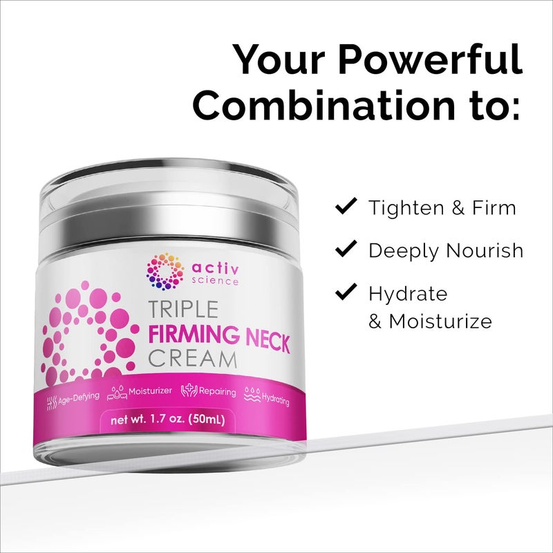 ACTIVSCIENCE Neck Firming Cream - Natural Anti-Aging Facial Moisturizer with Retinol Collagen & Hyaluronic Acid - Day & Night Anti-Wrinkle Cream - Firming, Hydrating Face Cream - Image 2