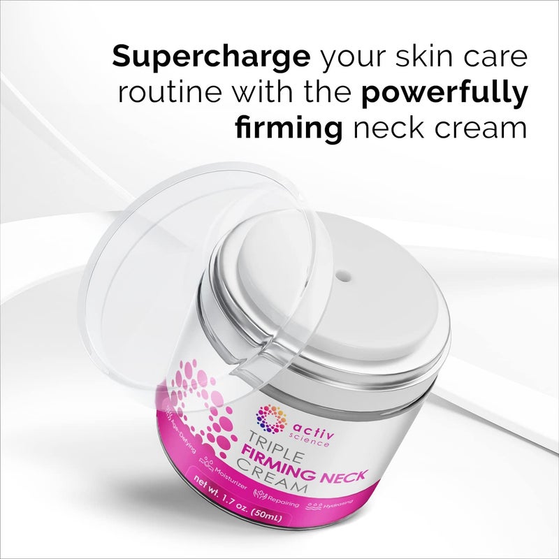 ACTIVSCIENCE Neck Firming Cream - Natural Anti-Aging Facial Moisturizer with Retinol Collagen & Hyaluronic Acid - Day & Night Anti-Wrinkle Cream - Firming, Hydrating Face Cream - Image 5