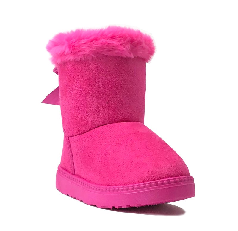 REDVOLUTION Kid Boots Toddler Girls Cute Butterfly Bow Snow Boot (375 Fuchsia, Toddler 6) - Image 3