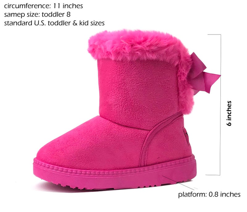 REDVOLUTION Kid Boots Toddler Girls Cute Butterfly Bow Snow Boot (375 Fuchsia, Toddler 6) - Image 4