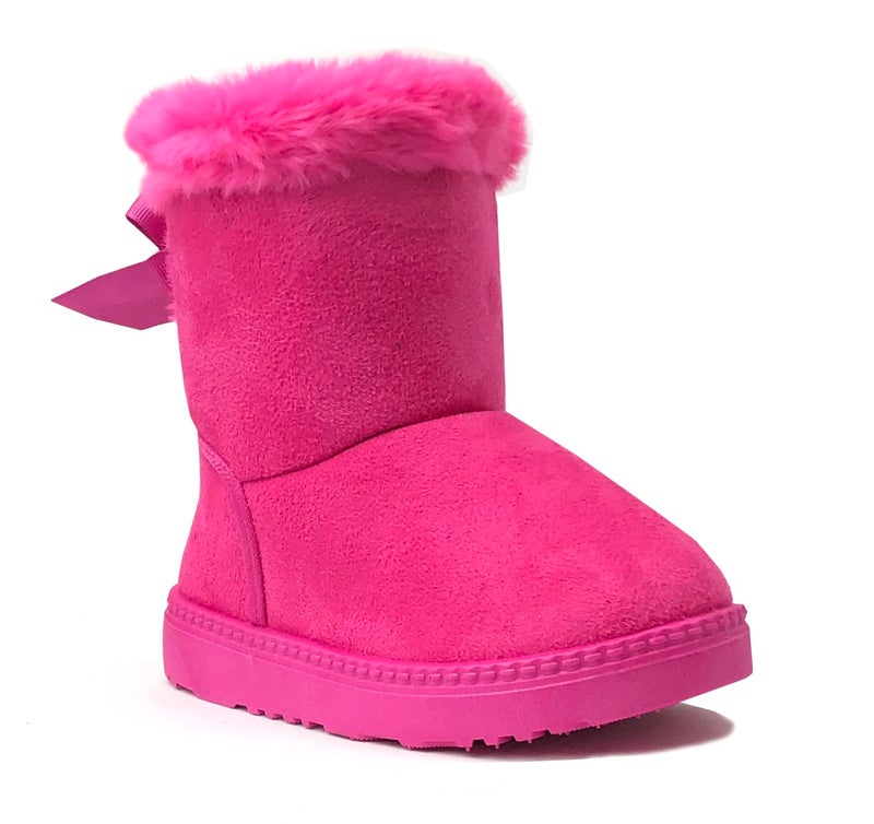 REDVOLUTION Kid Boots Toddler Girls Cute Butterfly Bow Snow Boot (375 Fuchsia, Toddler 6) - Image 2