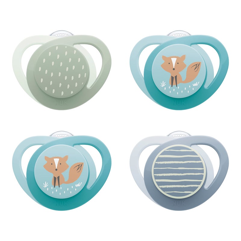 NUK GlowintheDark Orthodontic Pacifier with HeartShaped Shield BPAFree fits 1836 Months 4Pack