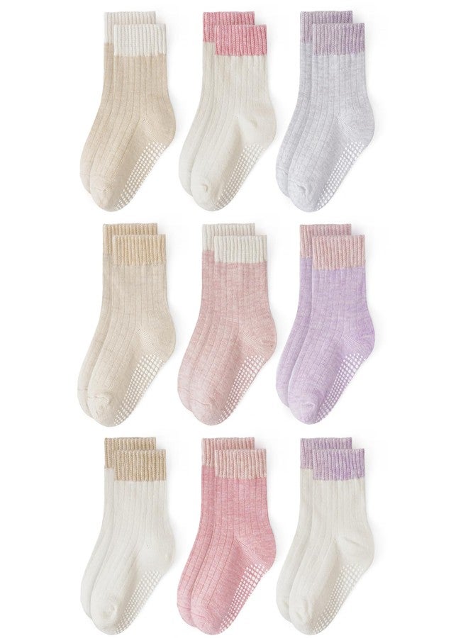 Bearbay 9 Pairs Toddler Soft Ankle Socks for Baby Girl Boy Cute Crew Unisex Breathable Infant Socks 1-3 Years Pink - Image 1