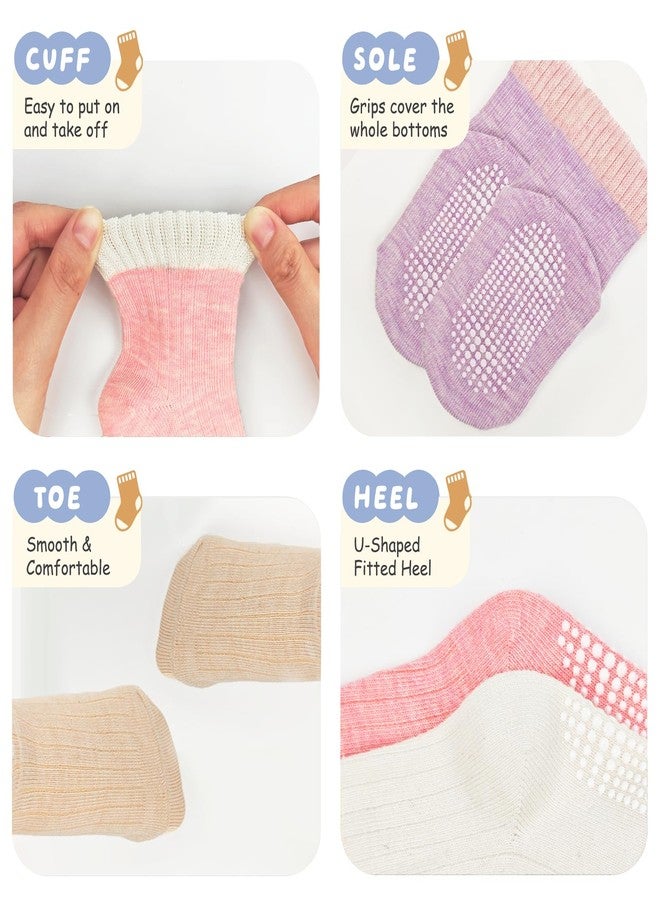 Bearbay 9 Pairs Toddler Soft Ankle Socks for Baby Girl Boy Cute Crew Unisex Breathable Infant Socks 1-3 Years Pink - Image 4