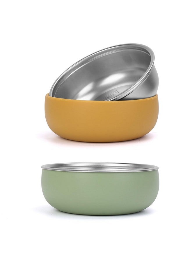 ShineMe Baby Bowls 2 Pack, Stainless Steel Bowls for Kids with Detachable Thick Colored Silicone Shell, Unbreakable Toddler Bowls for Soup, Cereal, Snack... - Image 1