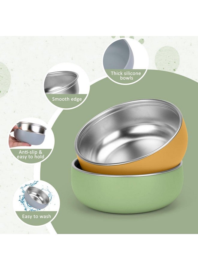 ShineMe Baby Bowls 2 Pack, Stainless Steel Bowls for Kids with Detachable Thick Colored Silicone Shell, Unbreakable Toddler Bowls for Soup, Cereal, Snack... - Image 4