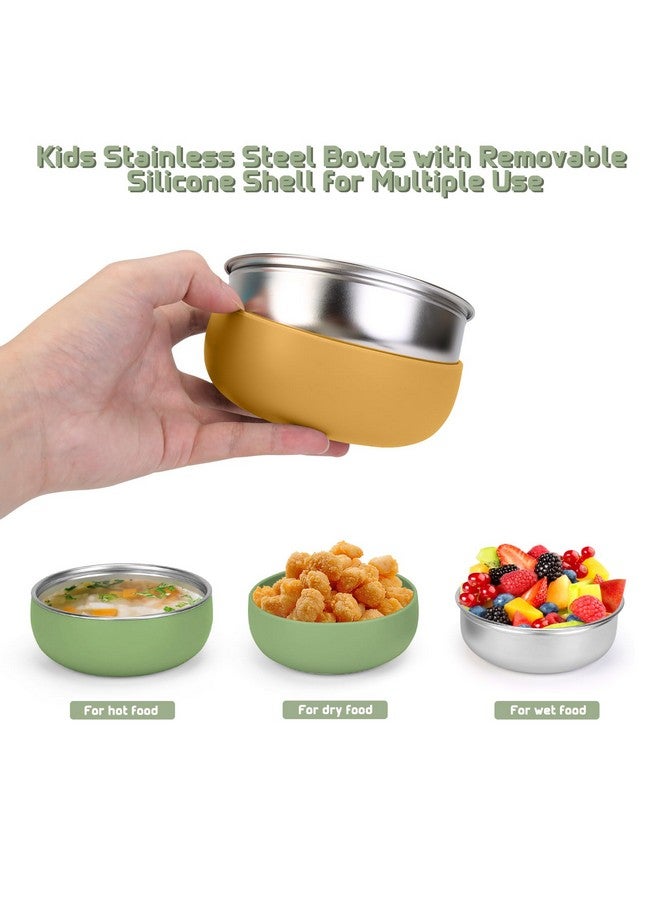 ShineMe Baby Bowls 2 Pack, Stainless Steel Bowls for Kids with Detachable Thick Colored Silicone Shell, Unbreakable Toddler Bowls for Soup, Cereal, Snack... - Image 3