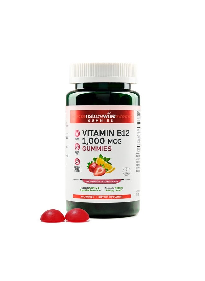 NatureWise Vitamin B12 Gummies for Adults, 1000 mcg - Strawberry Lemon Flavor - Supports Daily Energy, Mental Clarity, Cognitive Function - Vegan, Gluten-Free, Non-GMO - 60 Count[1-Month Supply] - pzsku/ZC8C3A00E374B90A32751Z/45/_/1740203151/183fa745-a4e7-4693-9b9c-554d4c067775