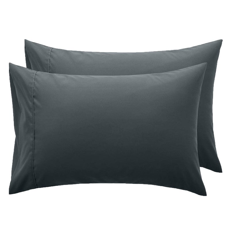 DAN RIVER Dan River 100% Cotton Jersey Pillowcase Queen Size Jersey Knit Pillowcases Soft Cozy Pillow CoversHeather Cotton Jersey Pillow Case SetT-Shirt Jersey Cotton Pillow Case Set of 2 Queen Dark Gray 