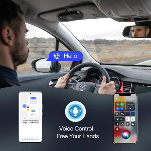 Sunitec Bluetooth Car Speaker Phone: Hands Free Calling Kits 6W in car Speakerphone for Safe Driving - Support Siri Google Assistant Voice Calls/Motion Auto ON Off - BC990P - Image 3