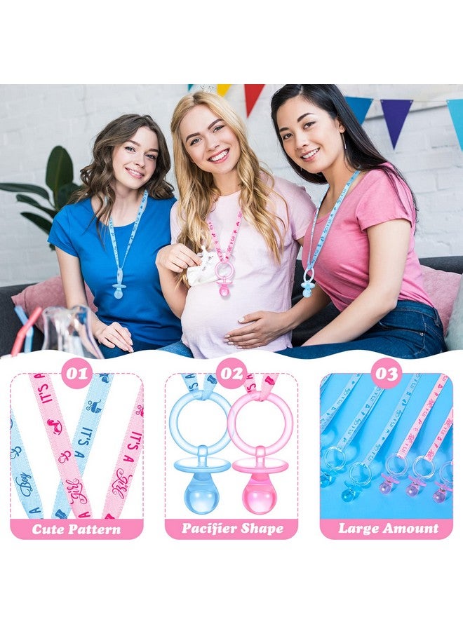 Coume 36 Pieces Baby Shower Pacifiers Necklace Acrylic Baby Party Favors Pacifiers Charm Necklace for Baby Shower Party Decorations Table Scatter(Blue, Pink) - Image 2