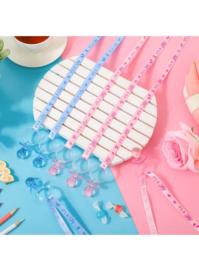 Coume 36 Pieces Baby Shower Pacifiers Necklace Acrylic Baby Party Favors Pacifiers Charm Necklace for Baby Shower Party Decorations Table Scatter(Blue, Pink) - Image 4