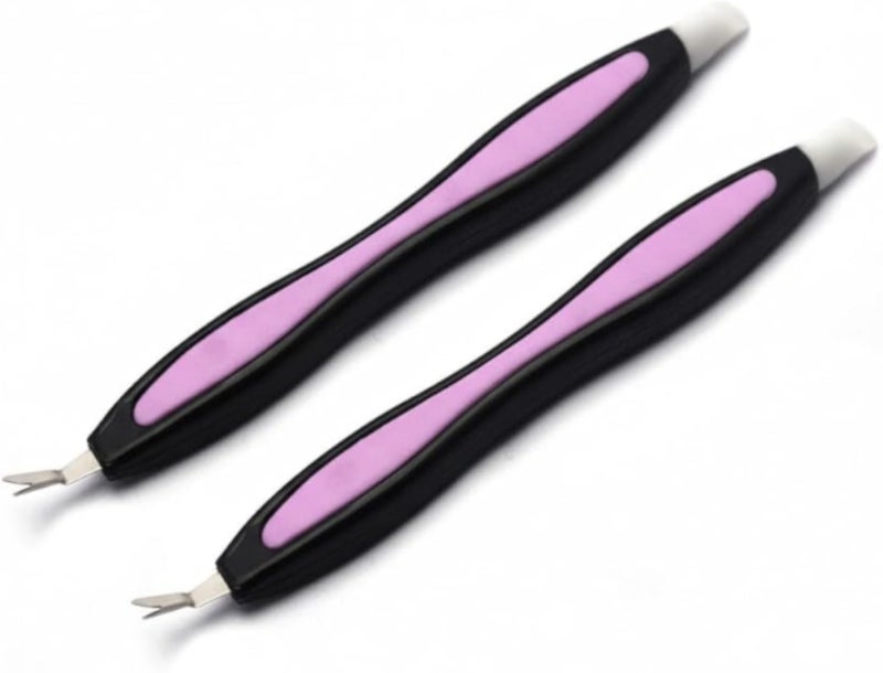 Generic Nail Art Tools - Cuticle Trimmer & Remover, Plastic Handle, Black MIX PINK COLOR, Pack of 2 PCS