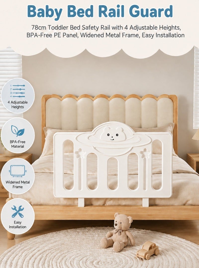 WALALLA Baby Bed Rail Guard, 78cm Toddler Bed Safety Rail with 4 Adjustable Heights, BPA-Free PE Panel, Widened Metal Frame and Easy Installation, Portable Bedside Guardrail for Kids Bed, Crib and Mattress - Image 1