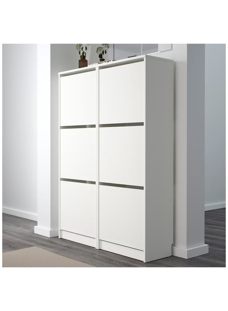 WK رف أحذية مع 3 مقصورات أبيض 49x28x135 سم - Image 3